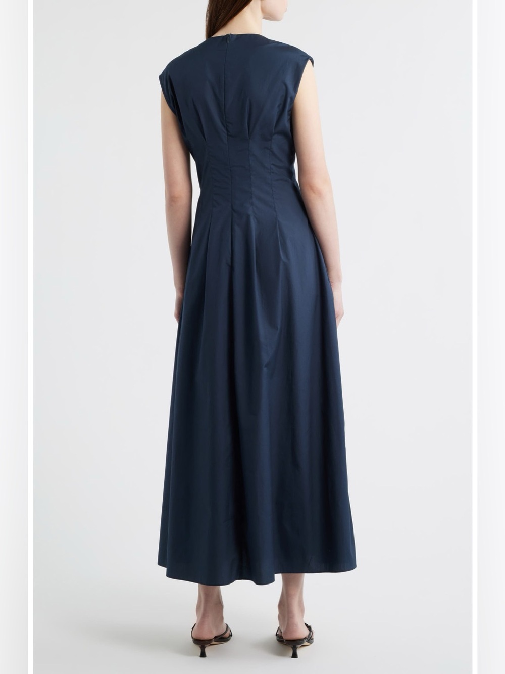 rag & bone Ines Pleated Poplin Maxi Dress Sleeveless Navy Size 8 - Picture 2 of 14